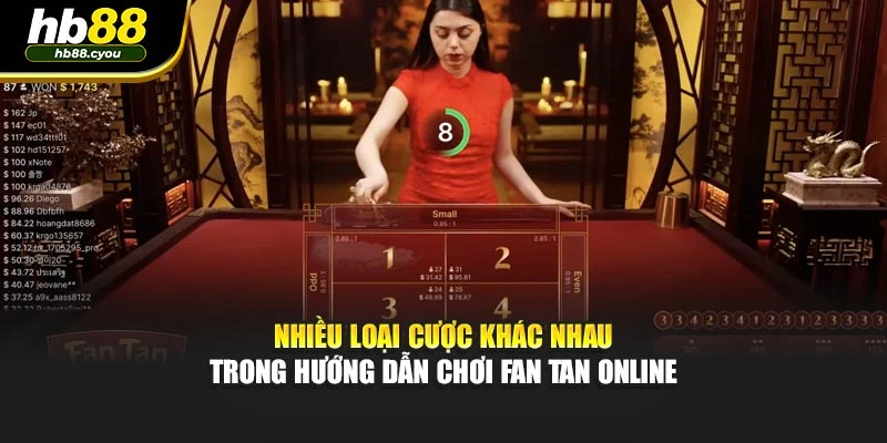 Nhiều loại cược khác nhau trong hướng dẫn chơi Fan Tan online